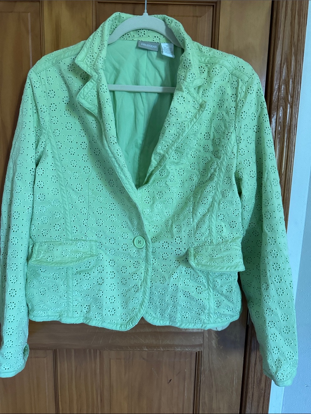 Field & Stream Mint Eyelet Cotton Blazer